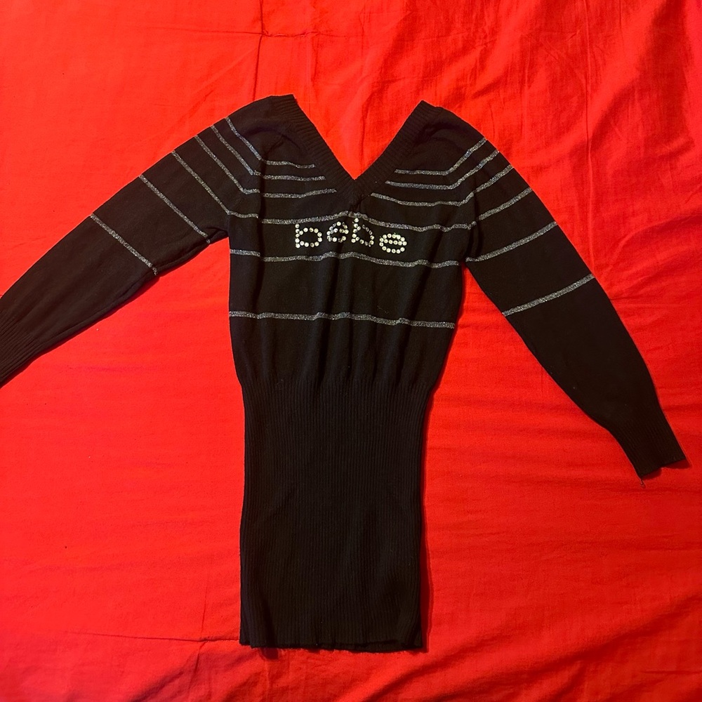 Bebe Black Striped Sweater